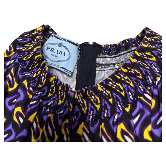 PRADA Stunning Luxury Designer 2014 A-Line Print Cute Mini Dress Size 8 Medium - Picture 3 of 9